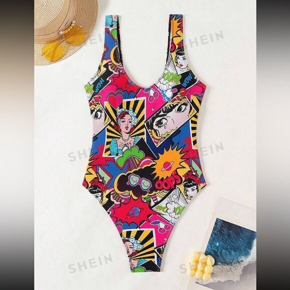 Fashionable Printed One-Piece Swimwear For Beach And Vacationv - Picture 3 of 5